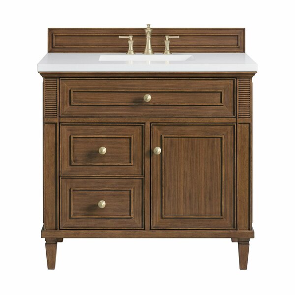 James Martin Vanities 36'' Single Vanity, Mid-Century Walnut w/ 3 CM White Zeus Quartz Top 424-V36-WLT-3WZ